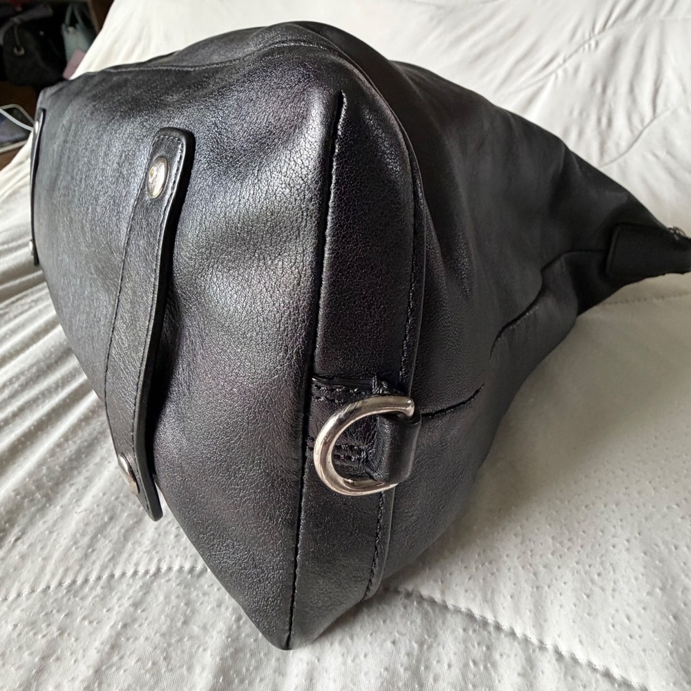 Coach Ashley Black Leather Shoulder Bag Satchel Purple Lining F15447 - Picture 13 of 14